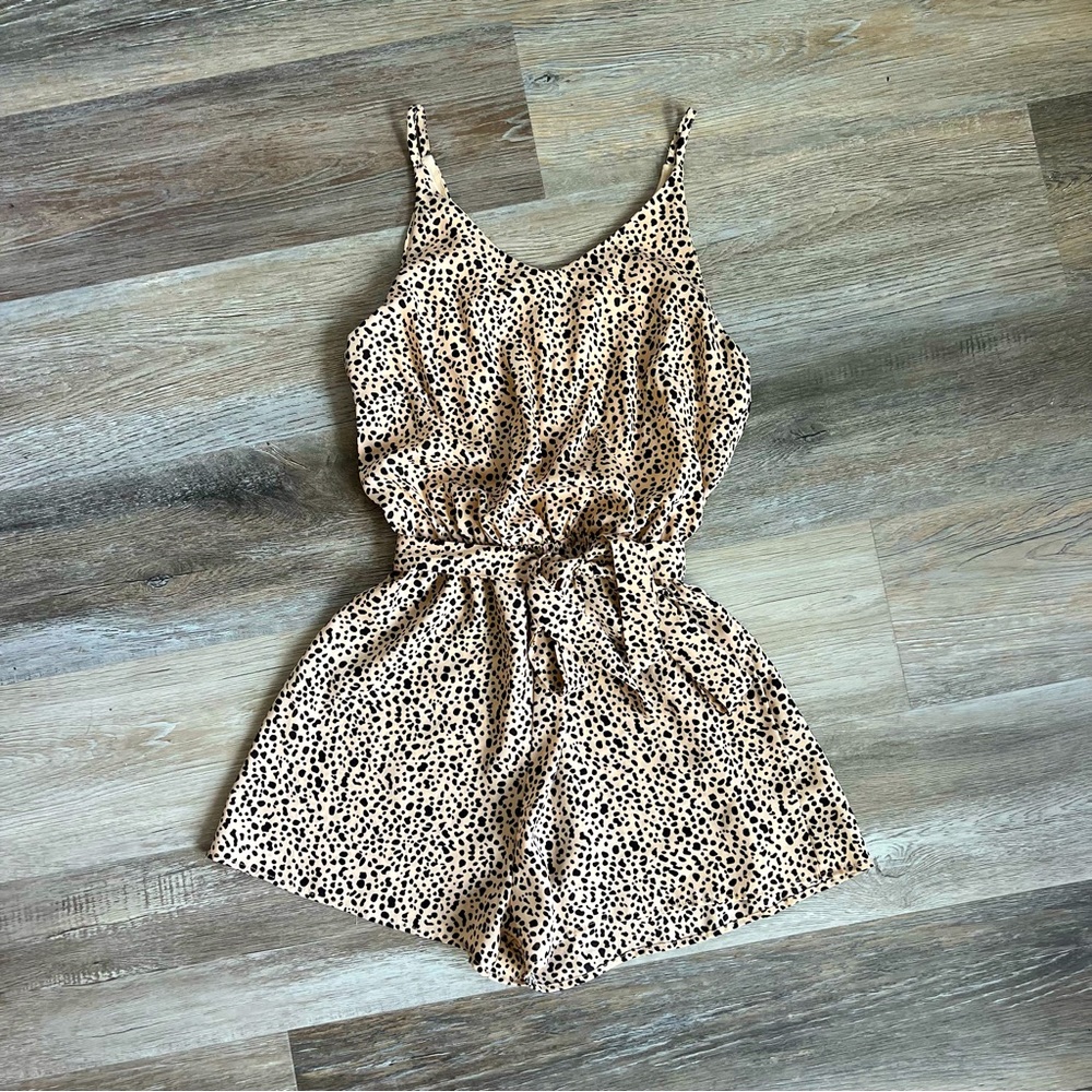 She + Sky leopard print tie romper